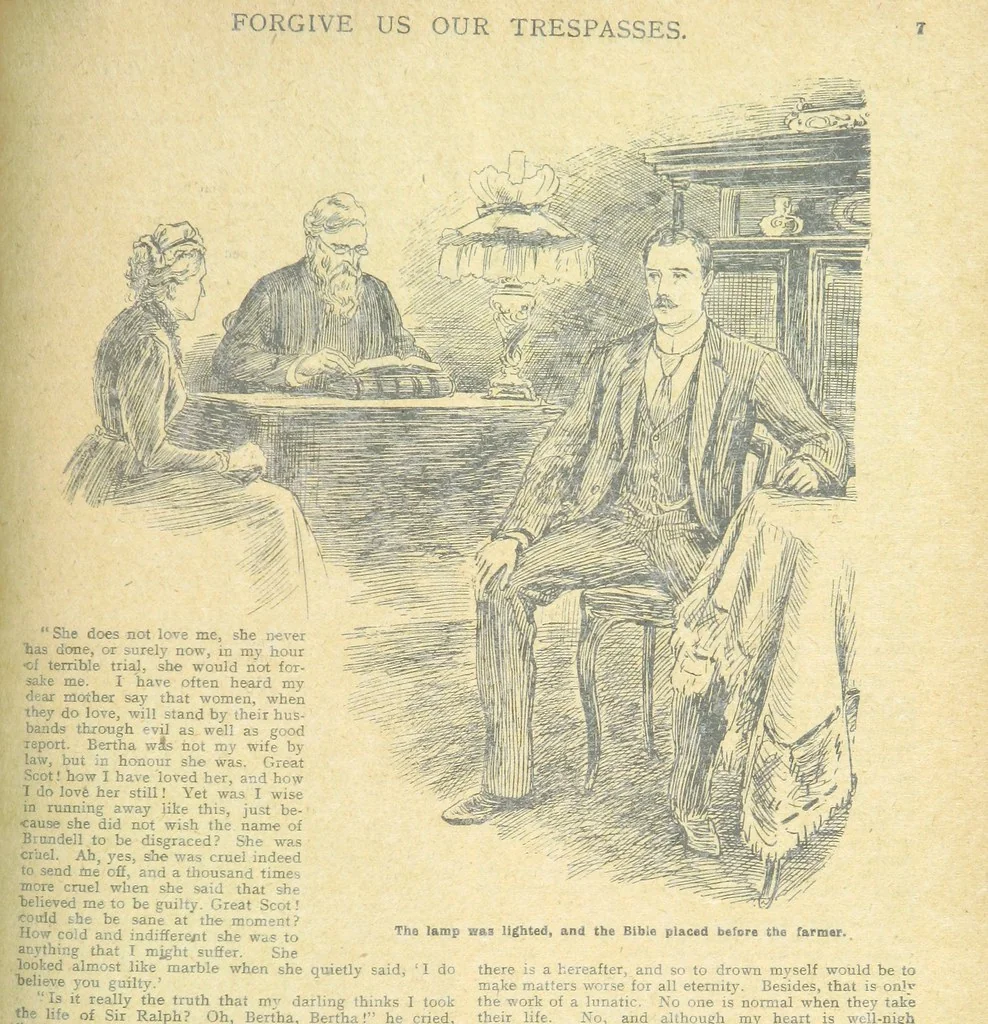 An illustration from Thrilling Life Stories for the Masses, 1892, leaf 335