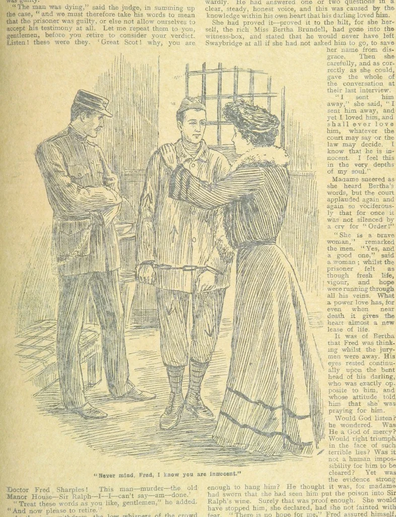 An illustration from Thrilling Life Stories for the Masses, 1892, leaf 355