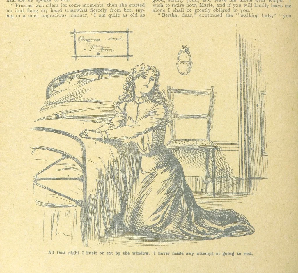 An illustration from Thrilling Life Stories for the Masses, 1892, leaf 372