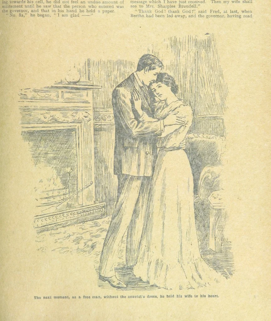 An illustration from Thrilling Life Stories for the Masses, 1892, leaf 383