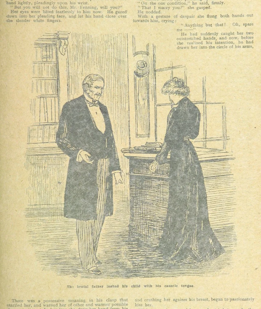 An illustration from Thrilling Life Stories for the Masses, 1892, leaf 39