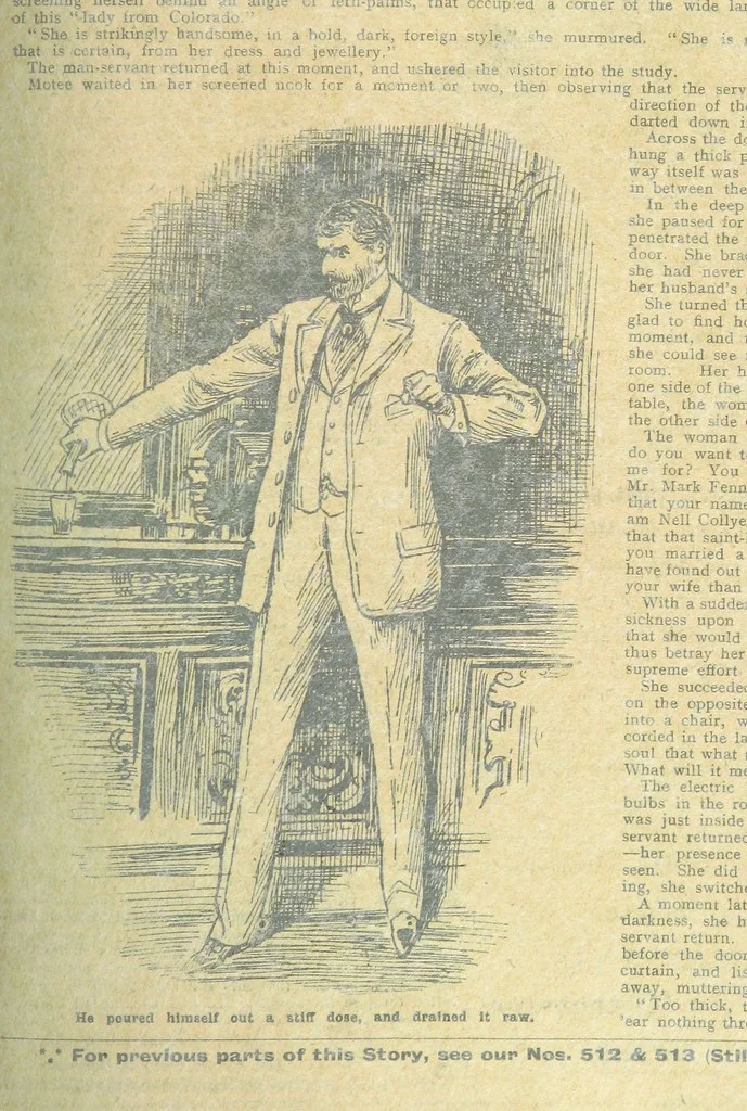 An illustration from Thrilling Life Stories for the Masses, 1892, leaf 69