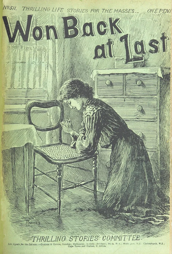 An illustration from Thrilling Life Stories for the Masses, 1892, leaf 7