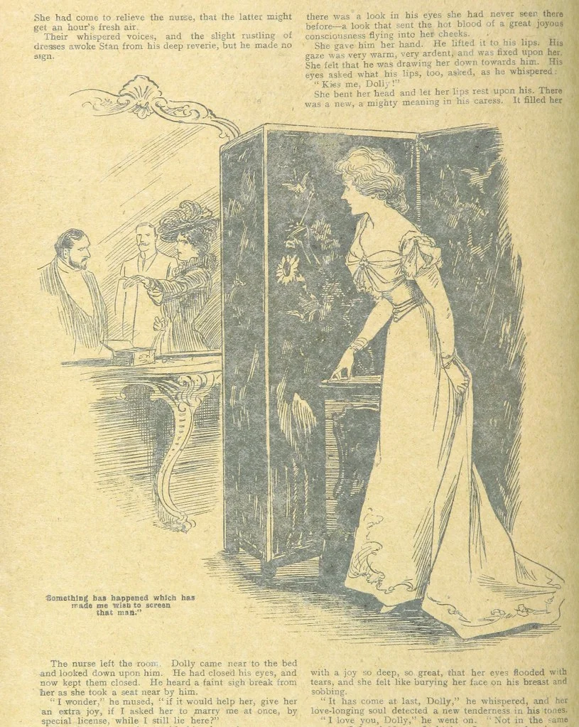 An illustration from Thrilling Life Stories for the Masses, 1892, leaf 72