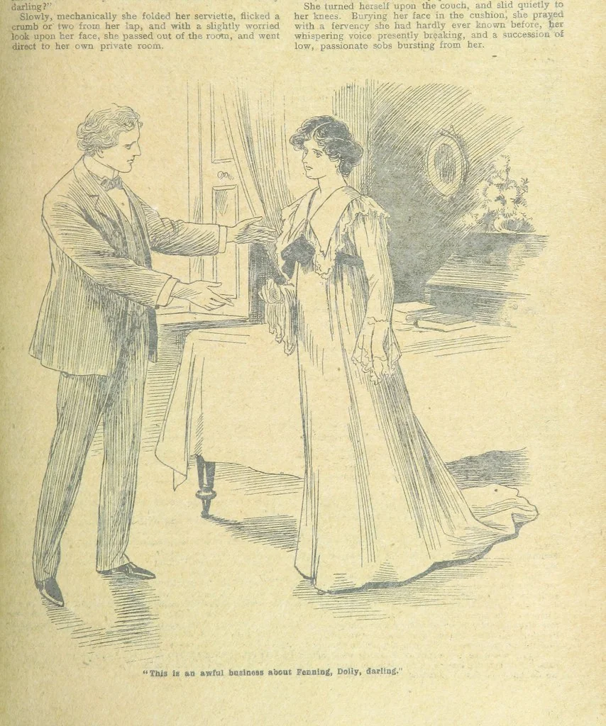 An illustration from Thrilling Life Stories for the Masses, 1892, leaf 83