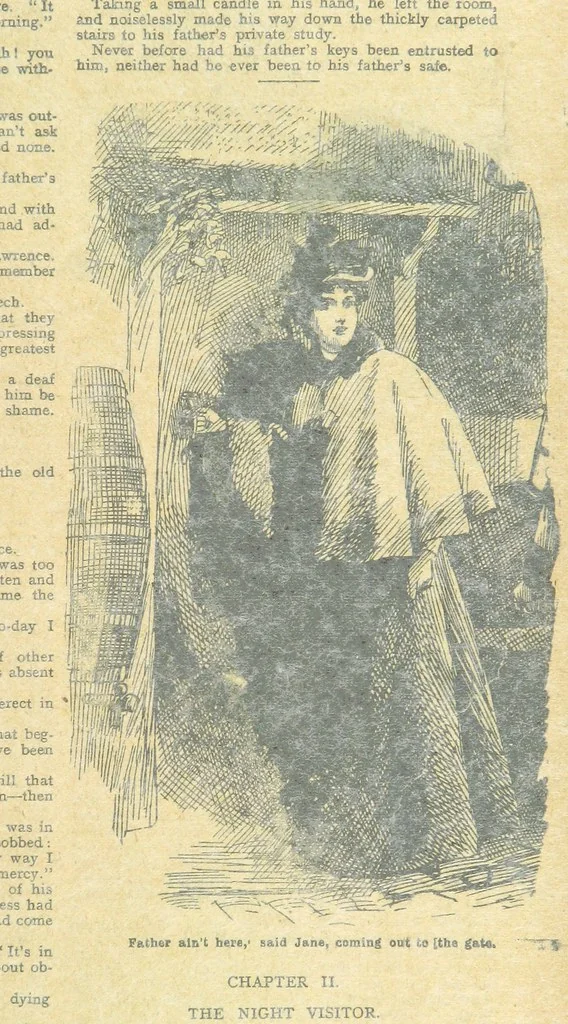 An illustration from Thrilling Life Stories for the Masses, 1892, leaf 95
