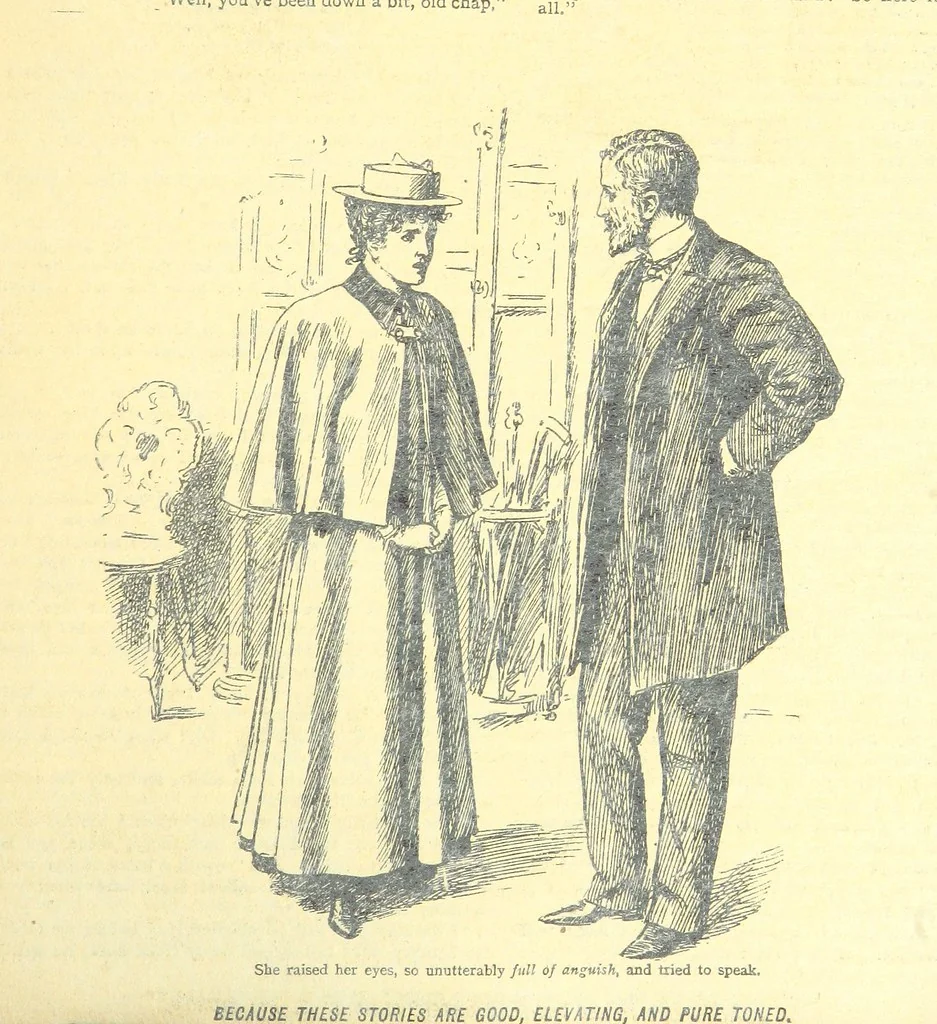 An illustration from Thrilling Life Stories for the Masses, 1892, leaf 115