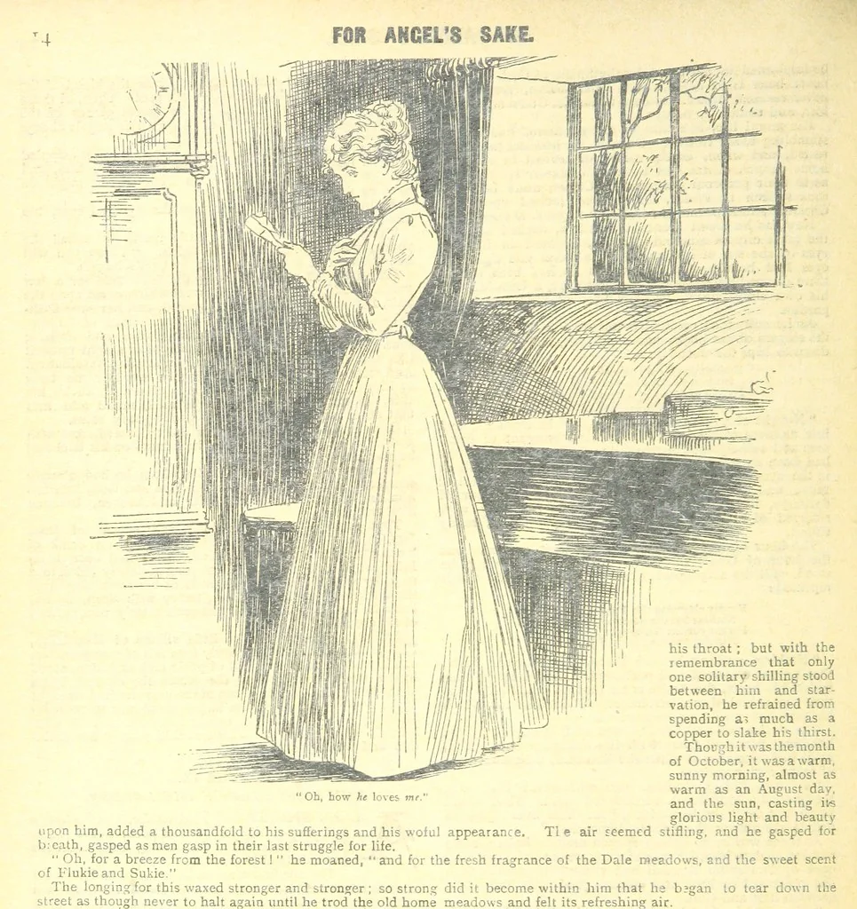 An illustration from Thrilling Life Stories for the Masses, 1892, leaf 142