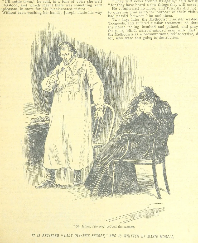 An illustration from Thrilling Life Stories for the Masses, 1892, leaf 151