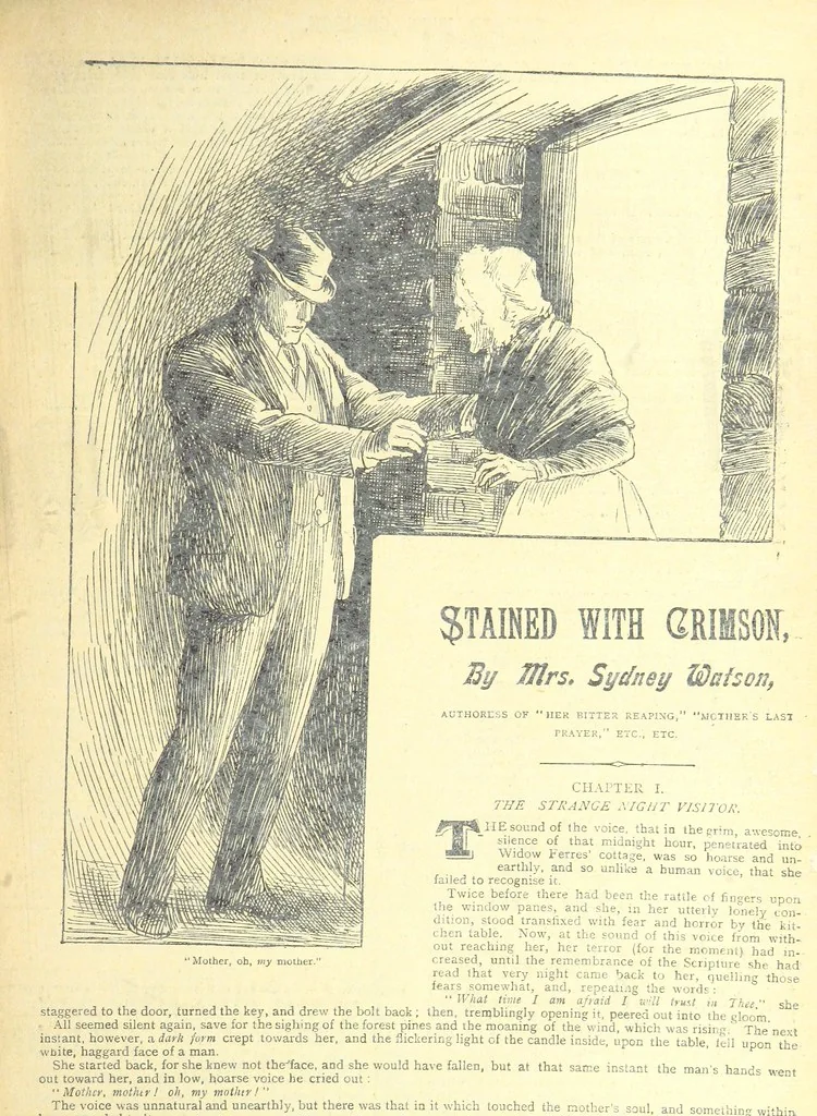 An illustration from Thrilling Life Stories for the Masses, 1892, leaf 169