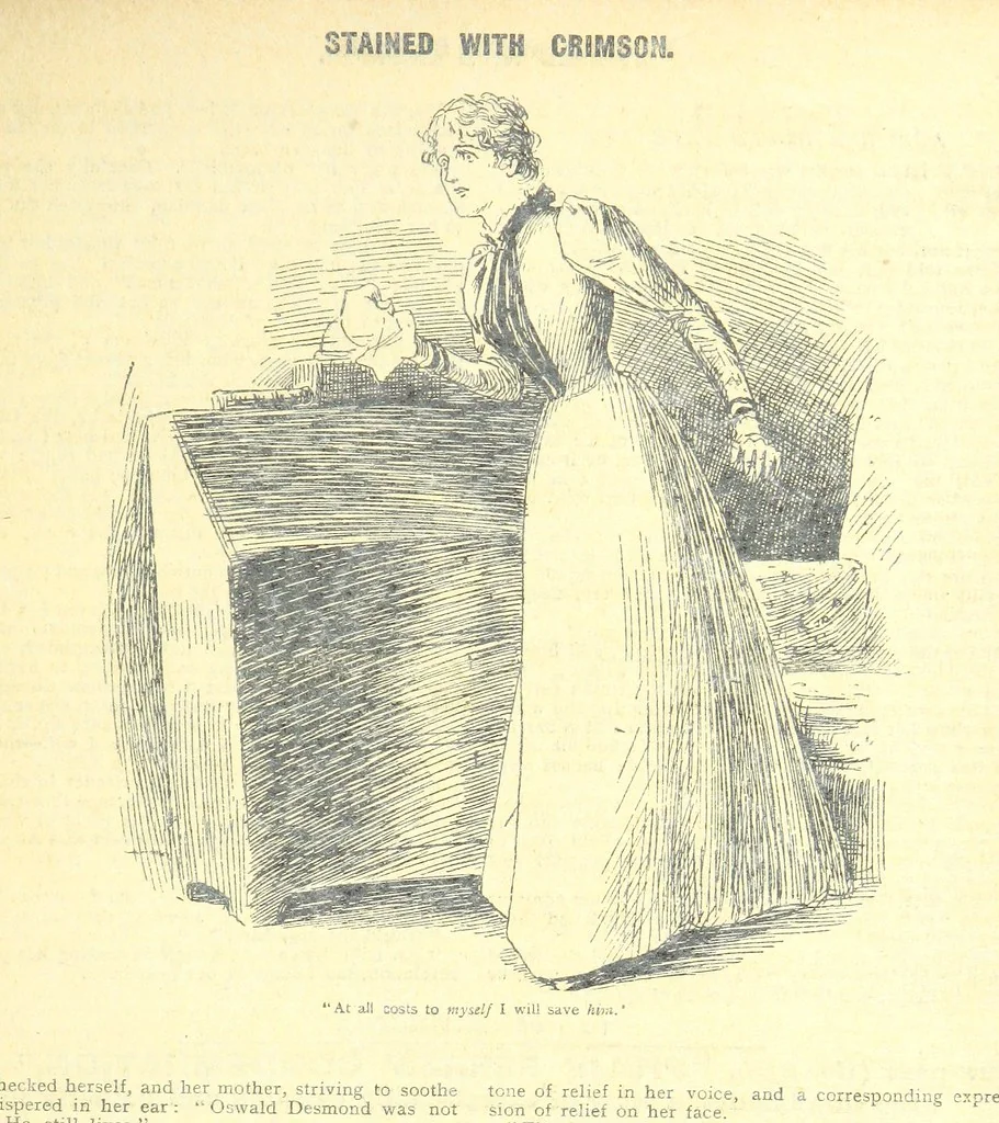 An illustration from Thrilling Life Stories for the Masses, 1892, leaf 183