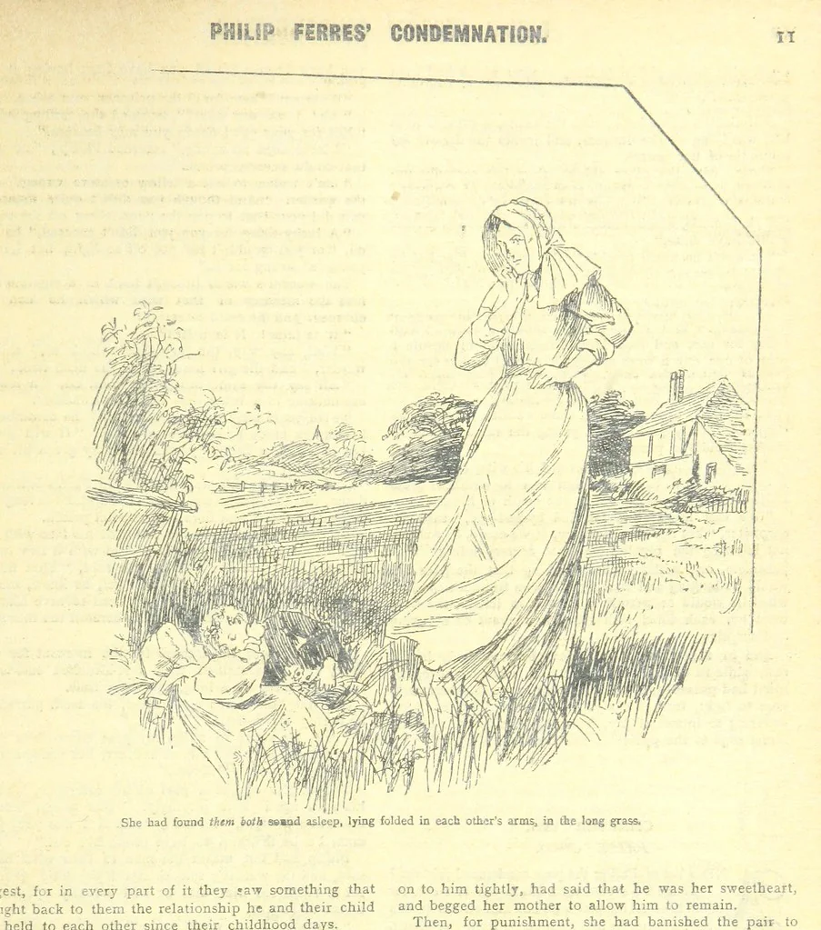 An illustration from Thrilling Life Stories for the Masses, 1892, leaf 199