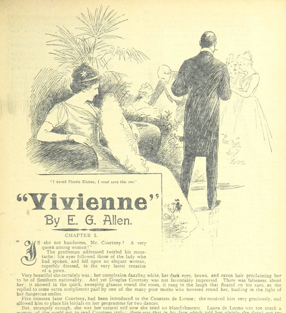 An illustration from Thrilling Life Stories for the Masses, 1892, leaf 249