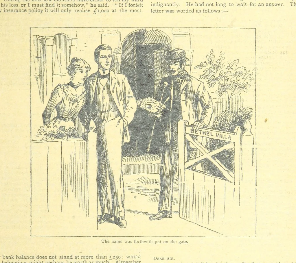 An illustration from Thrilling Life Stories for the Masses, 1892, leaf 275
