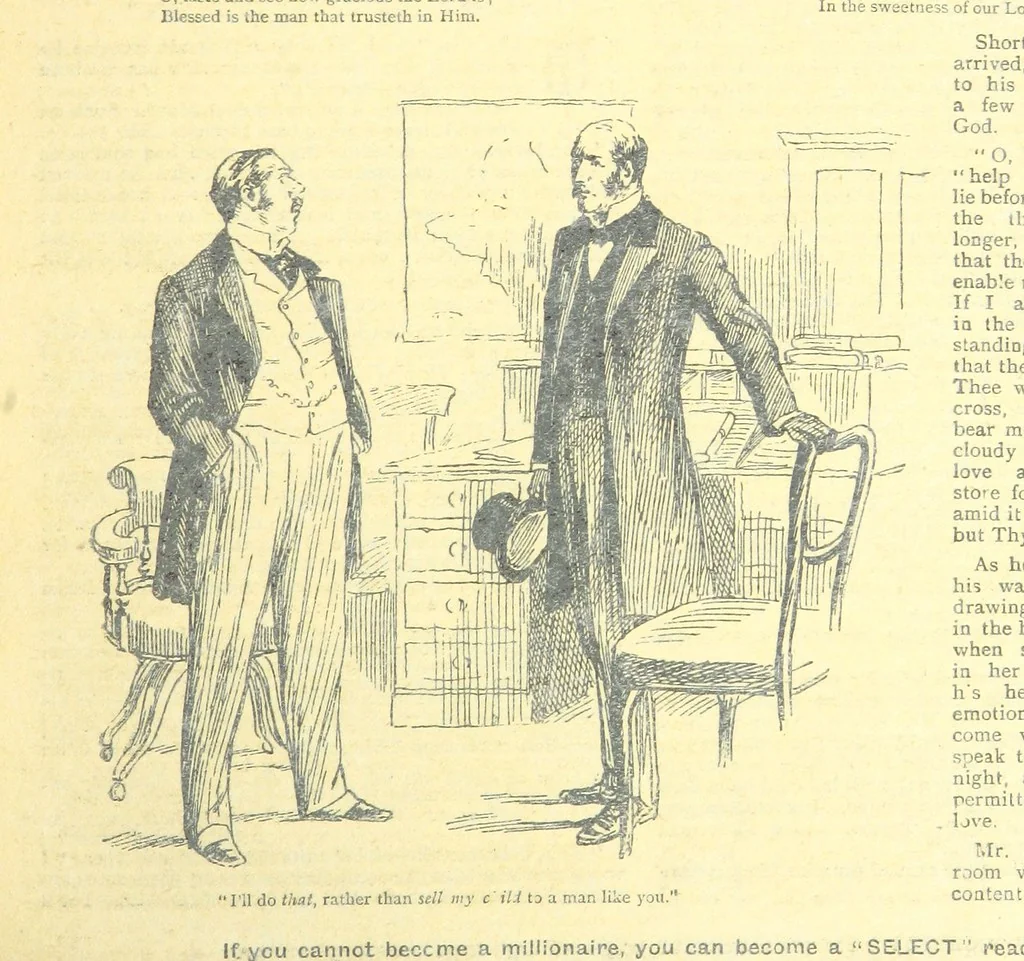 An illustration from Thrilling Life Stories for the Masses, 1892, leaf 279