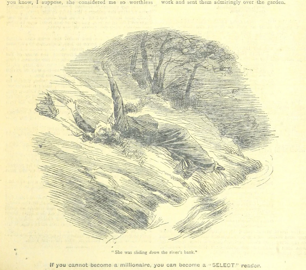 An illustration from Thrilling Life Stories for the Masses, 1892, leaf 319