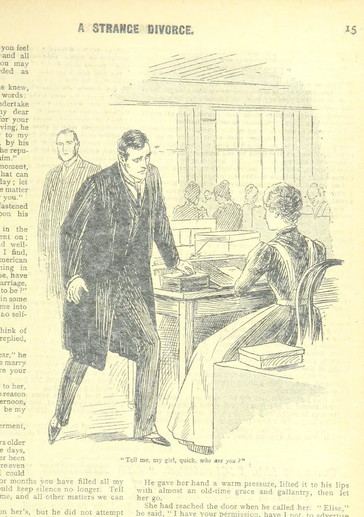 An illustration from Thrilling Life Stories for the Masses, 1892, leaf 323