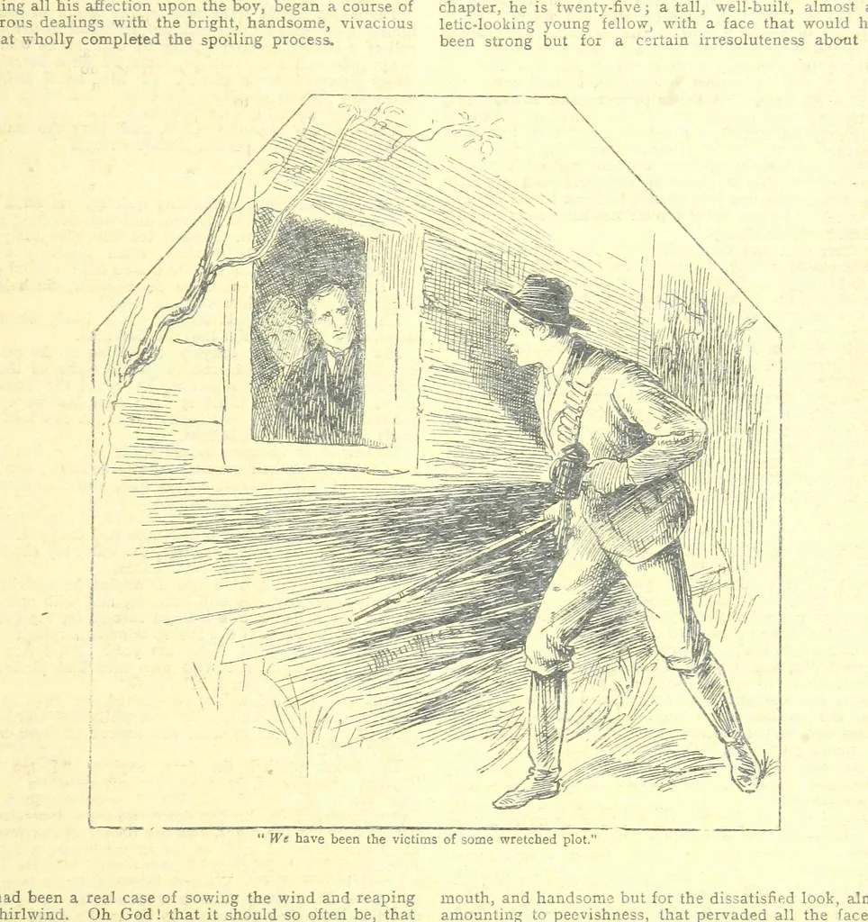 An illustration from Thrilling Life Stories for the Masses, 1892, leaf 335