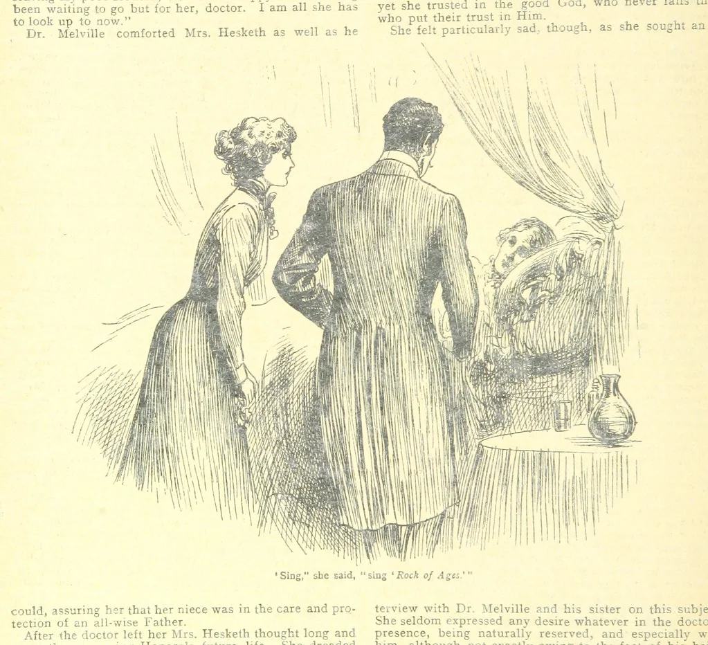 An illustration from Thrilling Life Stories for the Masses, 1892, leaf 36