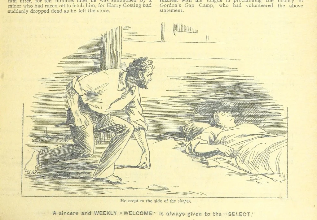 An illustration from Thrilling Life Stories for the Masses, 1892, leaf 363
