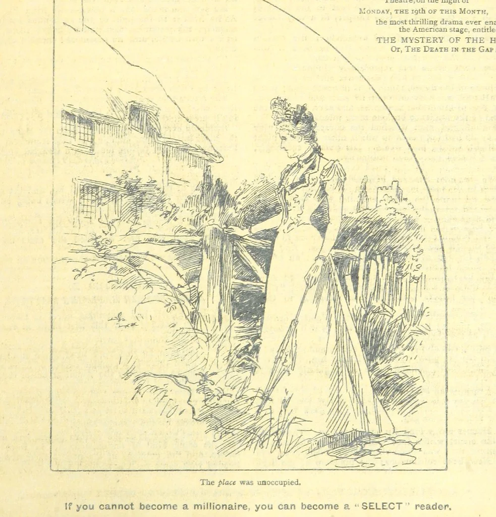 An illustration from Thrilling Life Stories for the Masses, 1892, leaf 379