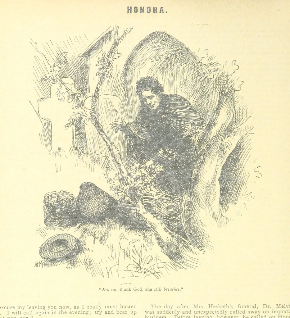An illustration from Thrilling Life Stories for the Masses, 1892, leaf 40