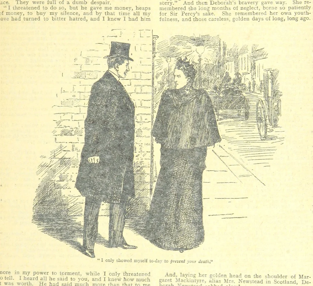 An illustration from Thrilling Life Stories for the Masses, 1892, leaf 71