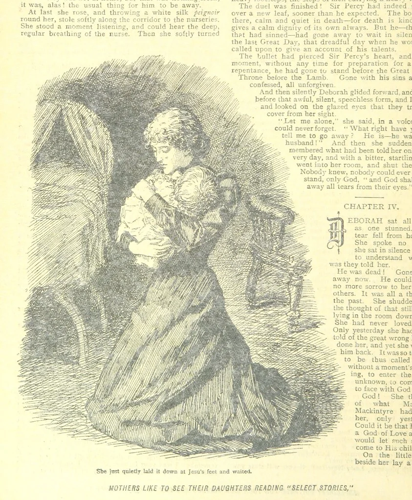 An illustration from Thrilling Life Stories for the Masses, 1892, leaf 74