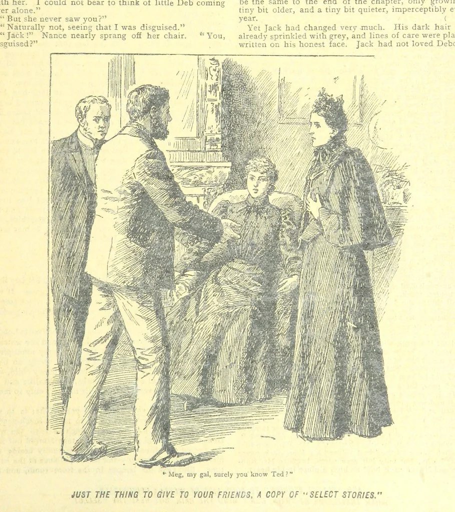 An illustration from Thrilling Life Stories for the Masses, 1892, leaf 79