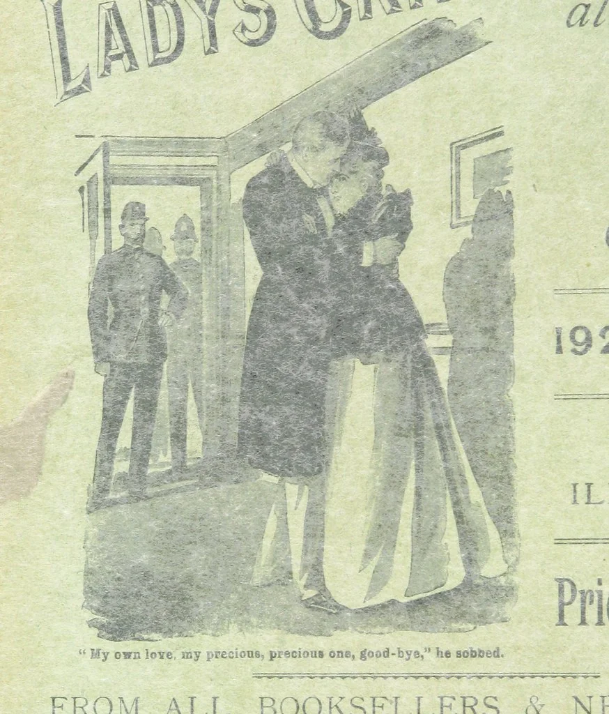 An illustration from Thrilling Life Stories for the Masses, 1892, leaf 8