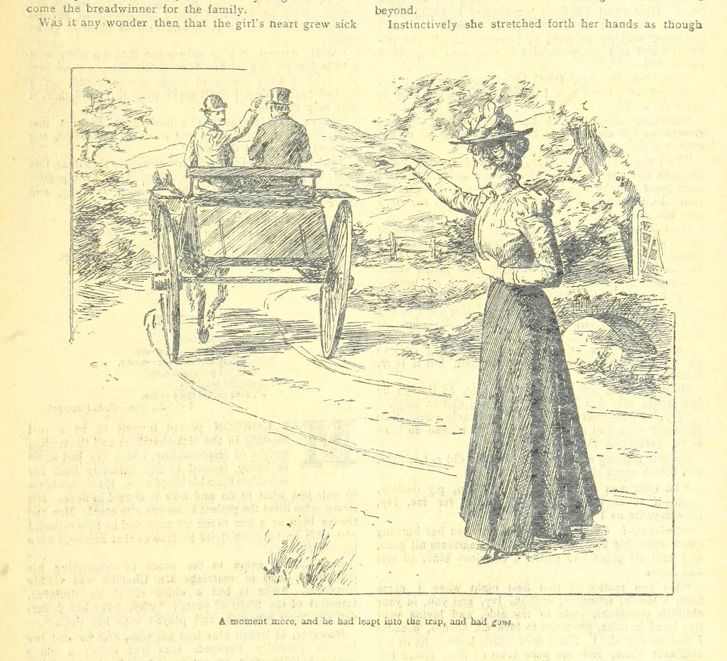 An illustration from Thrilling Life Stories for the Masses, 1892, leaf 99
