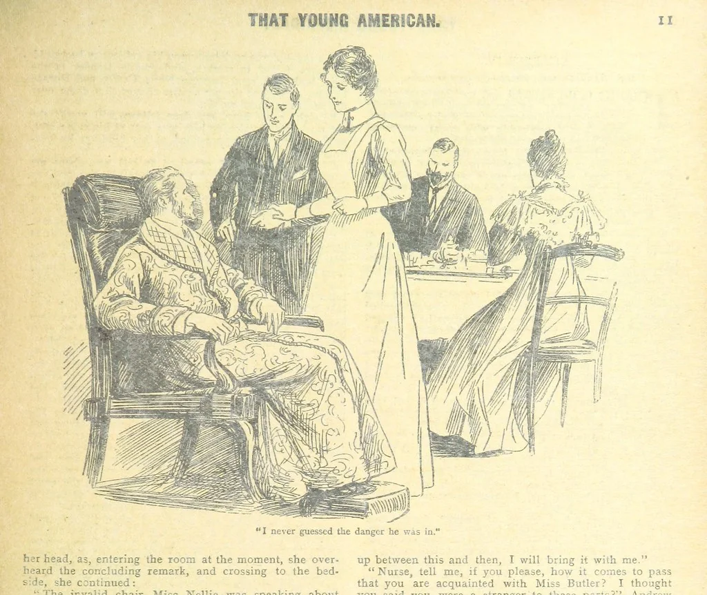 An illustration from Thrilling Life Stories for the Masses, 1892, leaf 19