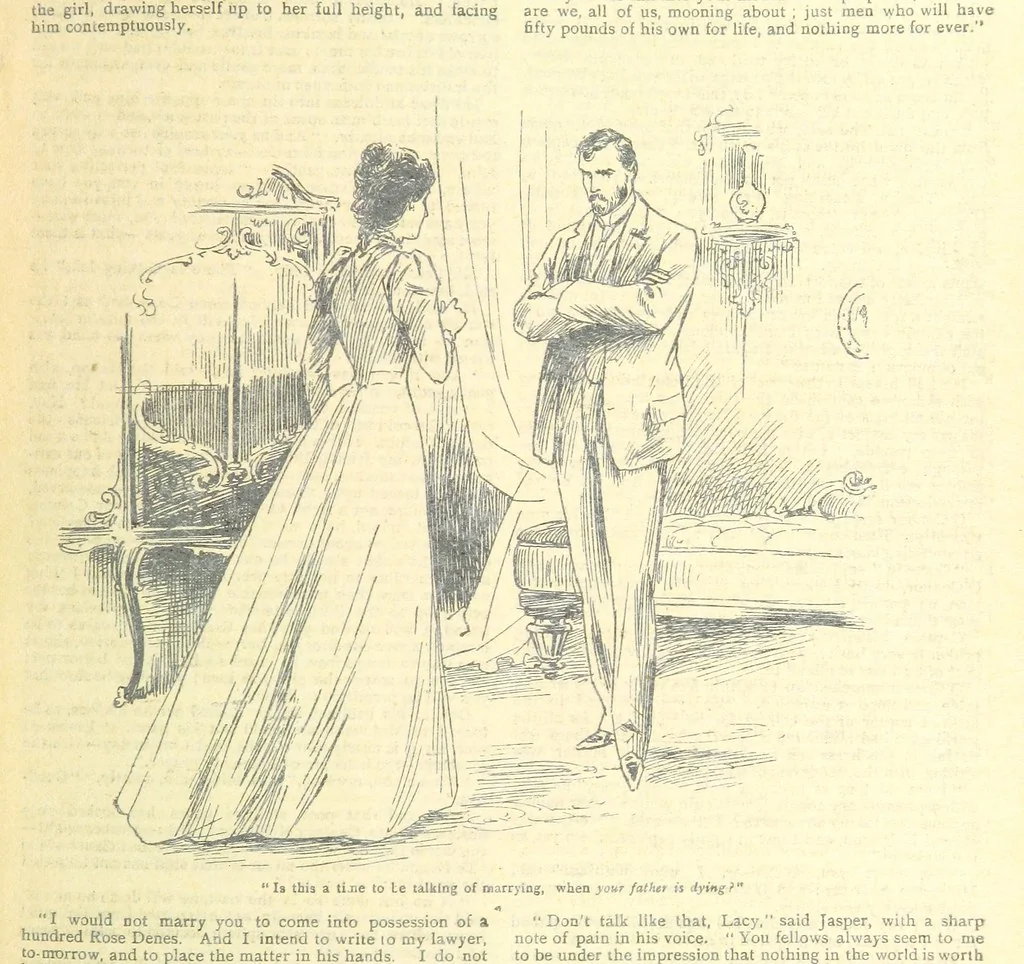 An illustration from Thrilling Life Stories for the Masses, 1892, leaf 195