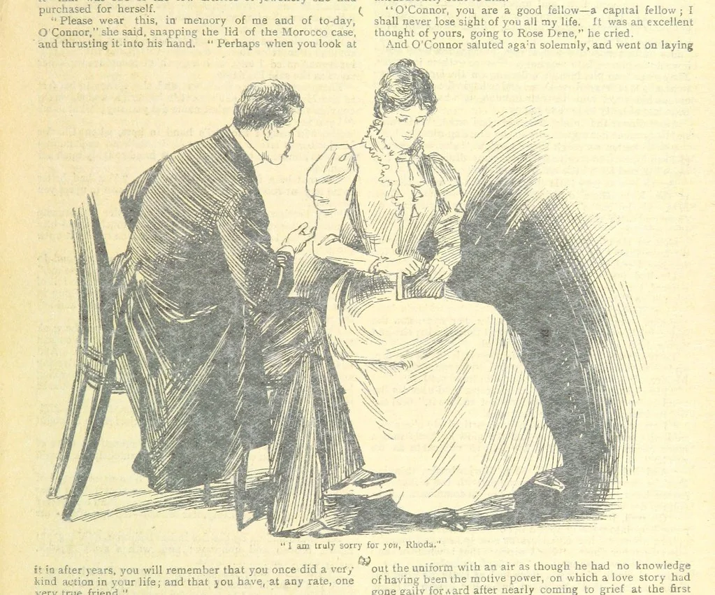 An illustration from Thrilling Life Stories for the Masses, 1892, leaf 199