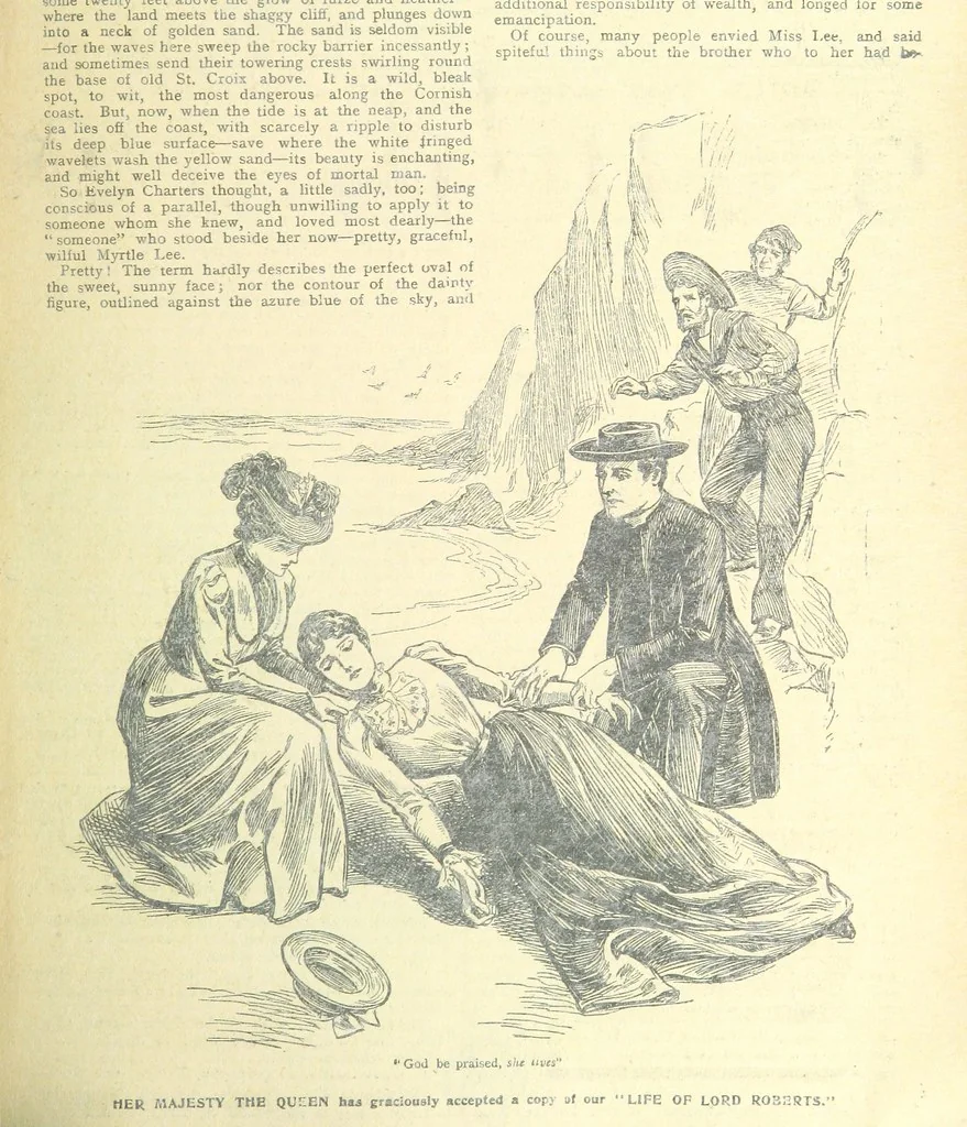 An illustration from Thrilling Life Stories for the Masses, 1892, leaf 209
