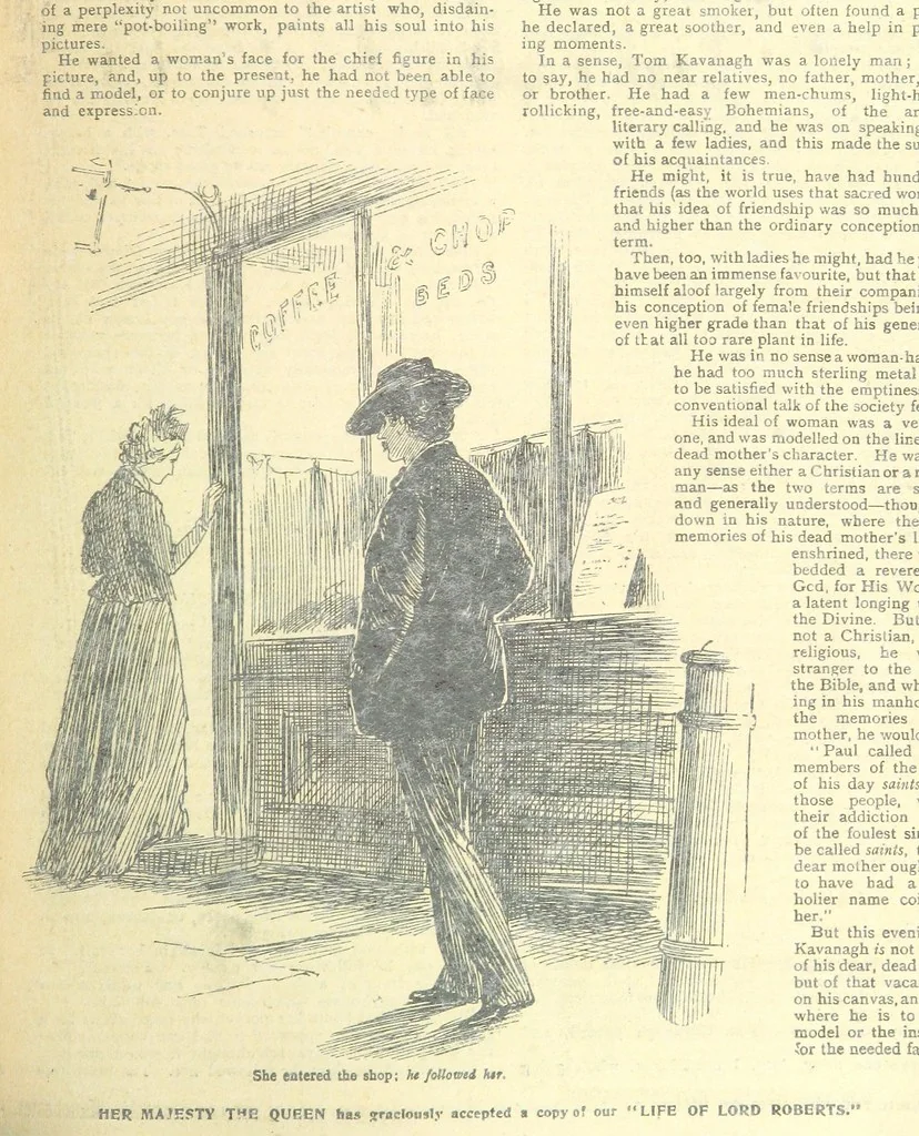 An illustration from Thrilling Life Stories for the Masses, 1892, leaf 229