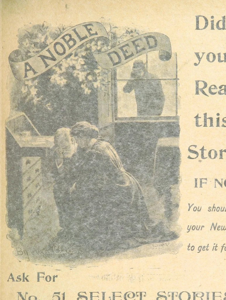 An illustration from Thrilling Life Stories for the Masses, 1892, leaf 245