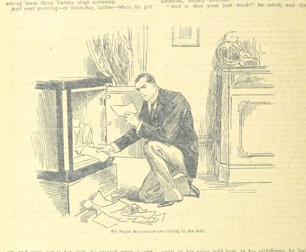 An illustration from Thrilling Life Stories for the Masses, 1892, leaf 254