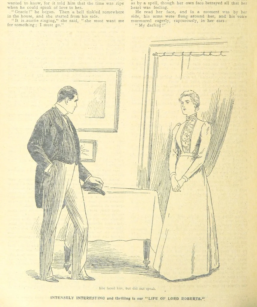 An illustration from Thrilling Life Stories for the Masses, 1892, leaf 258