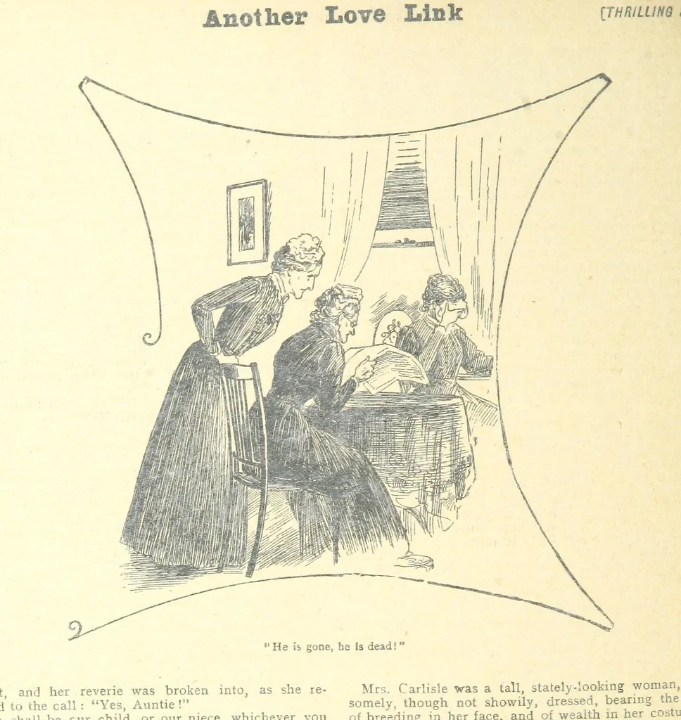 An illustration from Thrilling Life Stories for the Masses, 1892, leaf 272