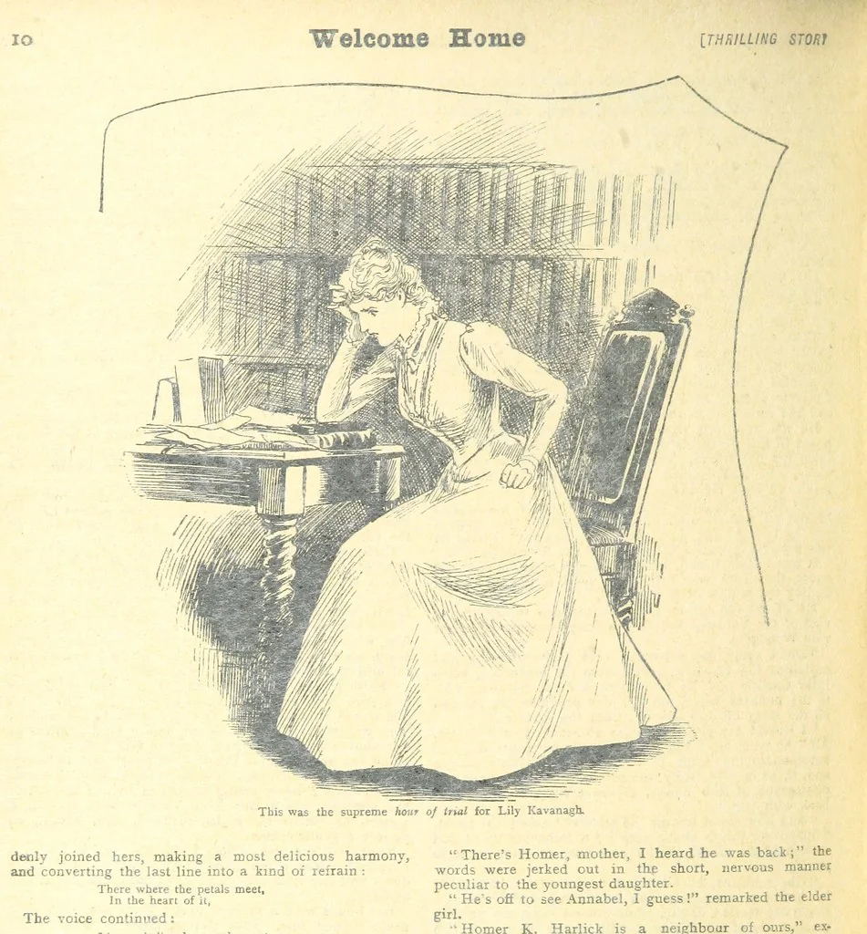 An illustration from Thrilling Life Stories for the Masses, 1892, leaf 298
