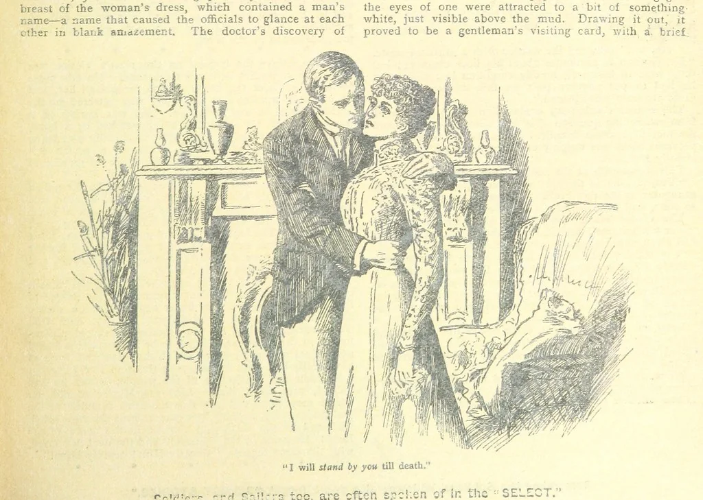 An illustration from Thrilling Life Stories for the Masses, 1892, leaf 31