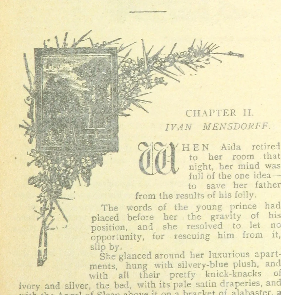 An illustration from Thrilling Life Stories for the Masses, 1892, leaf 351