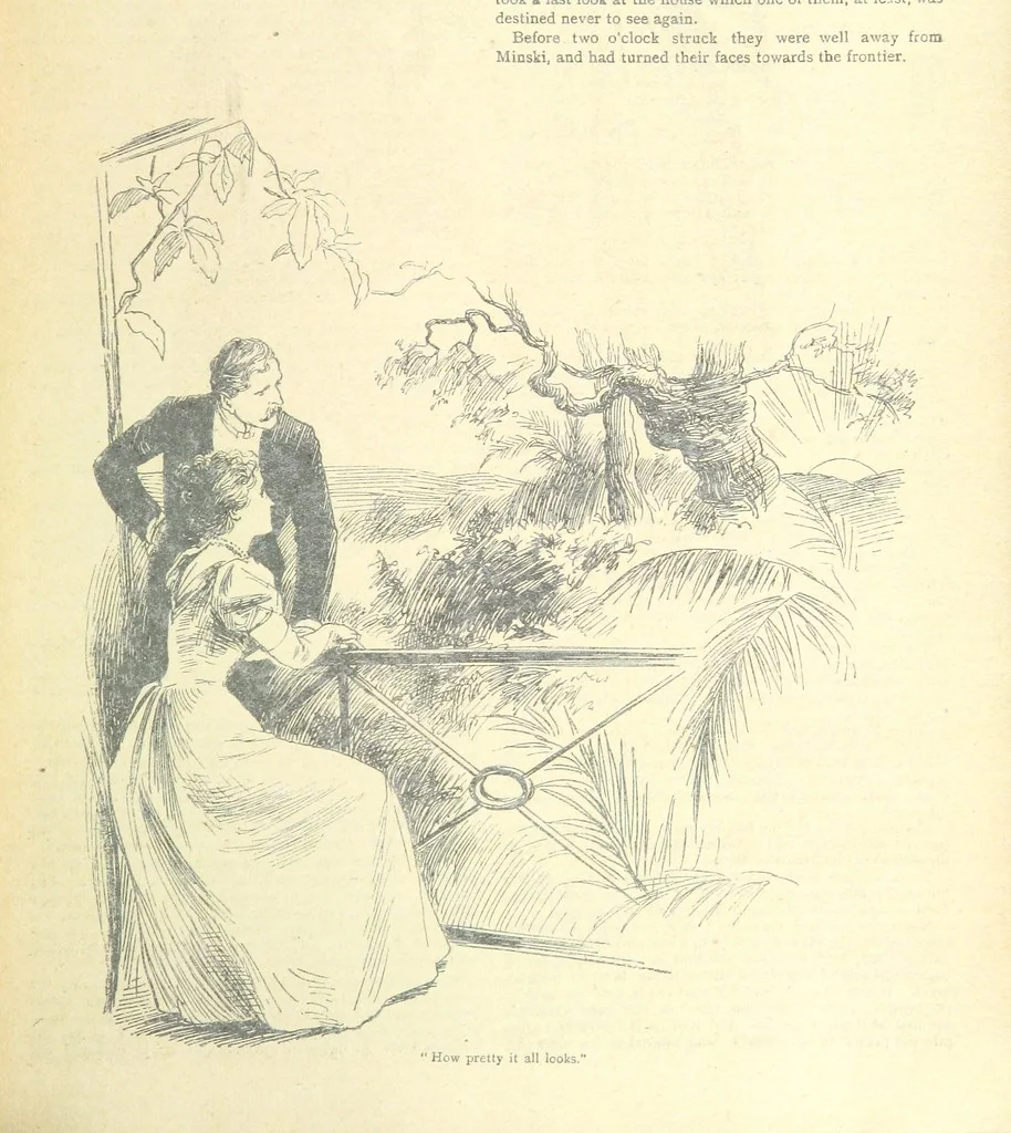 An illustration from Thrilling Life Stories for the Masses, 1892, leaf 353