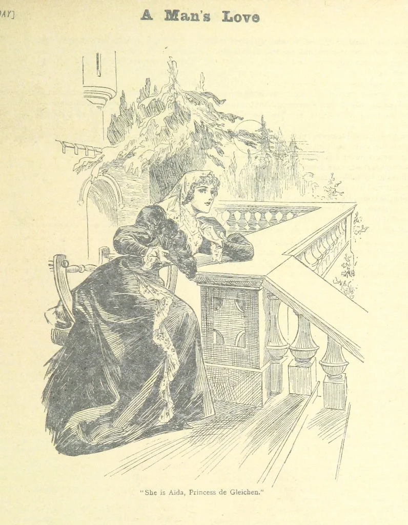 An illustration from Thrilling Life Stories for the Masses, 1892, leaf 357