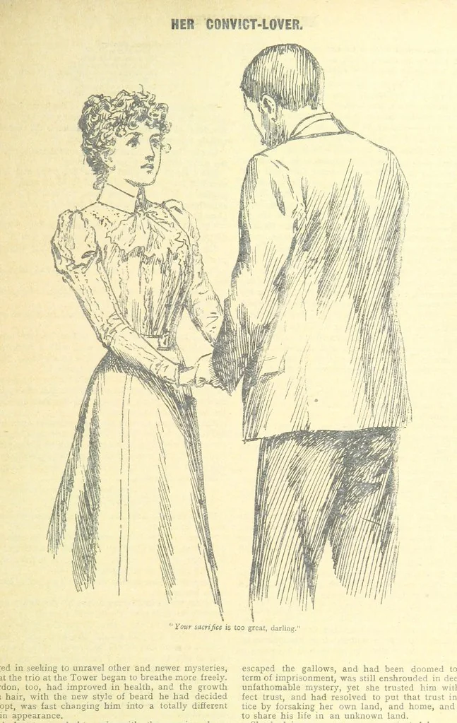 An illustration from Thrilling Life Stories for the Masses, 1892, leaf 39