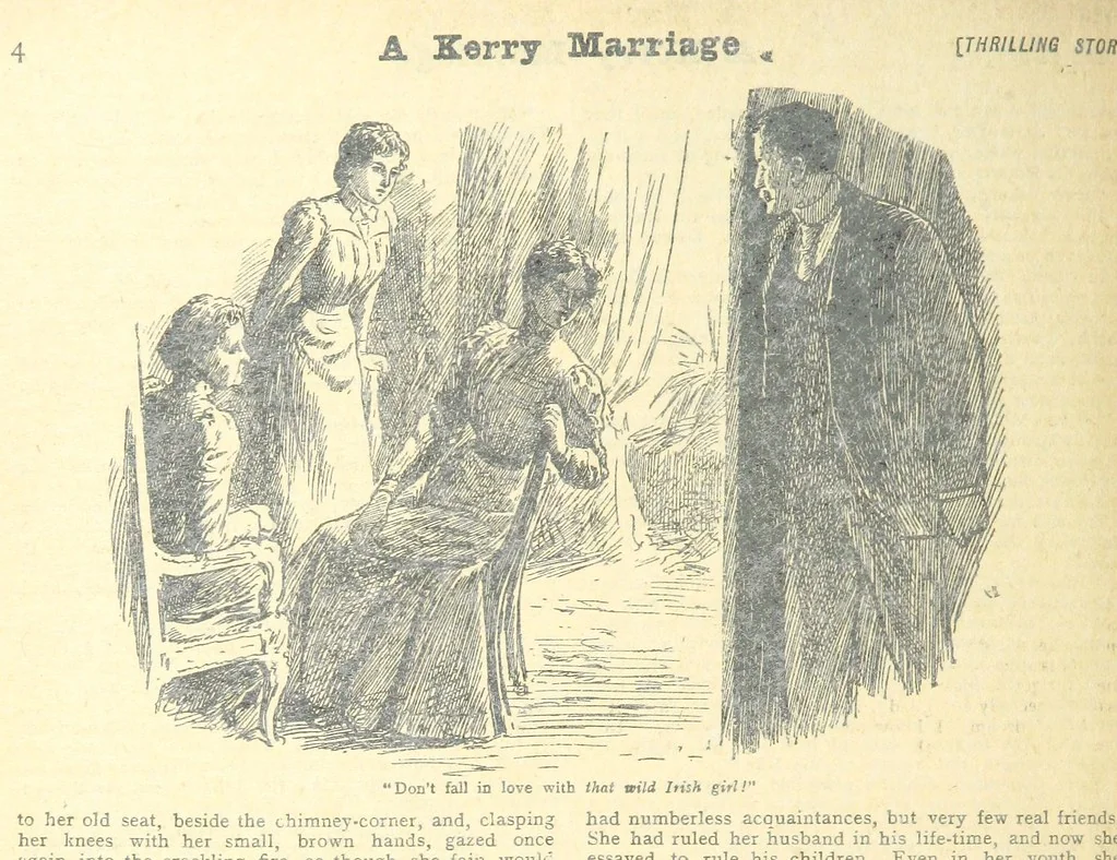 An illustration from Thrilling Life Stories for the Masses, 1892, leaf 392
