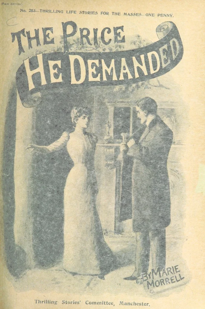 An illustration from Thrilling Life Stories for the Masses, 1892, leaf 47