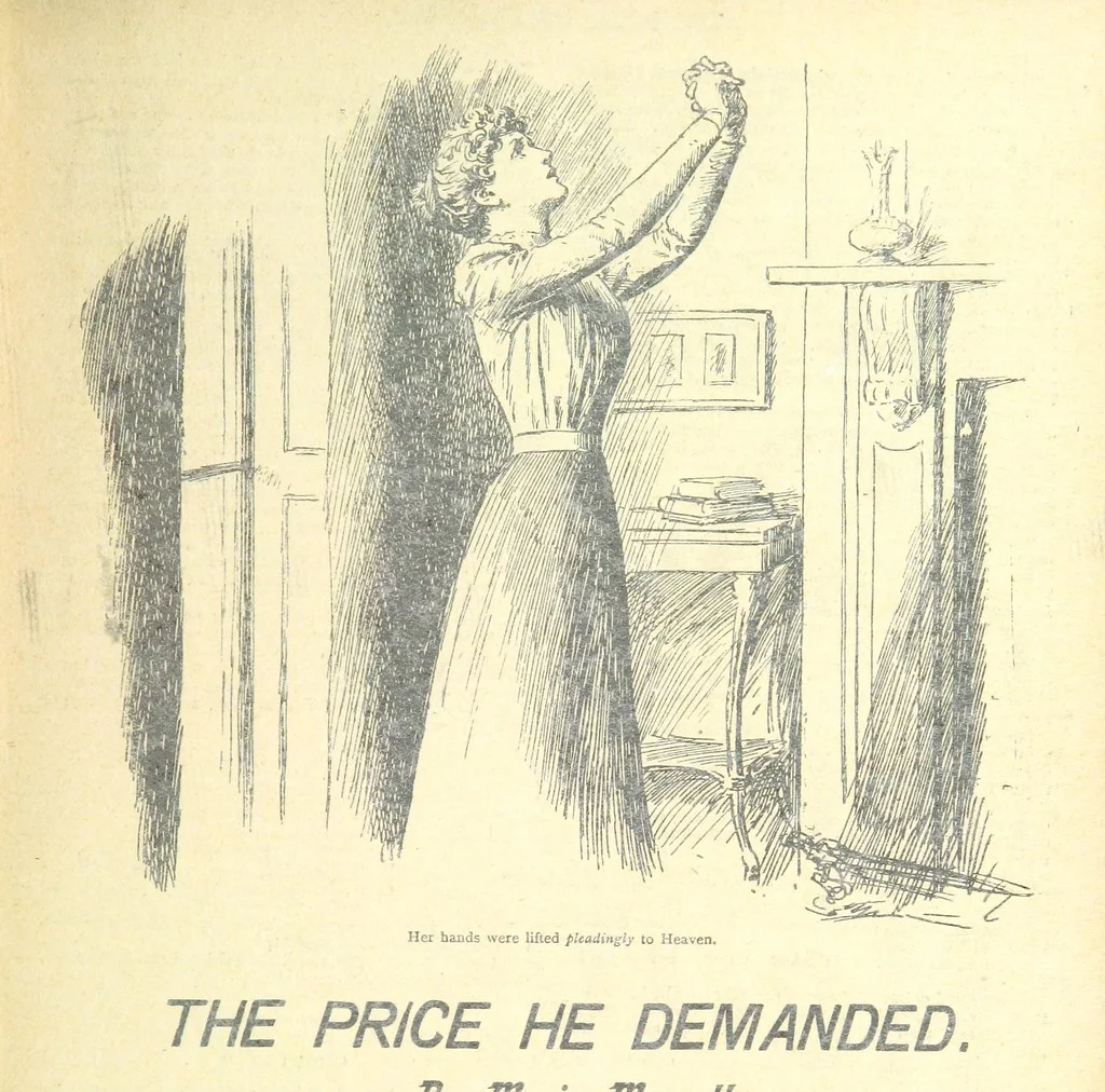 An illustration from Thrilling Life Stories for the Masses, 1892, leaf 49