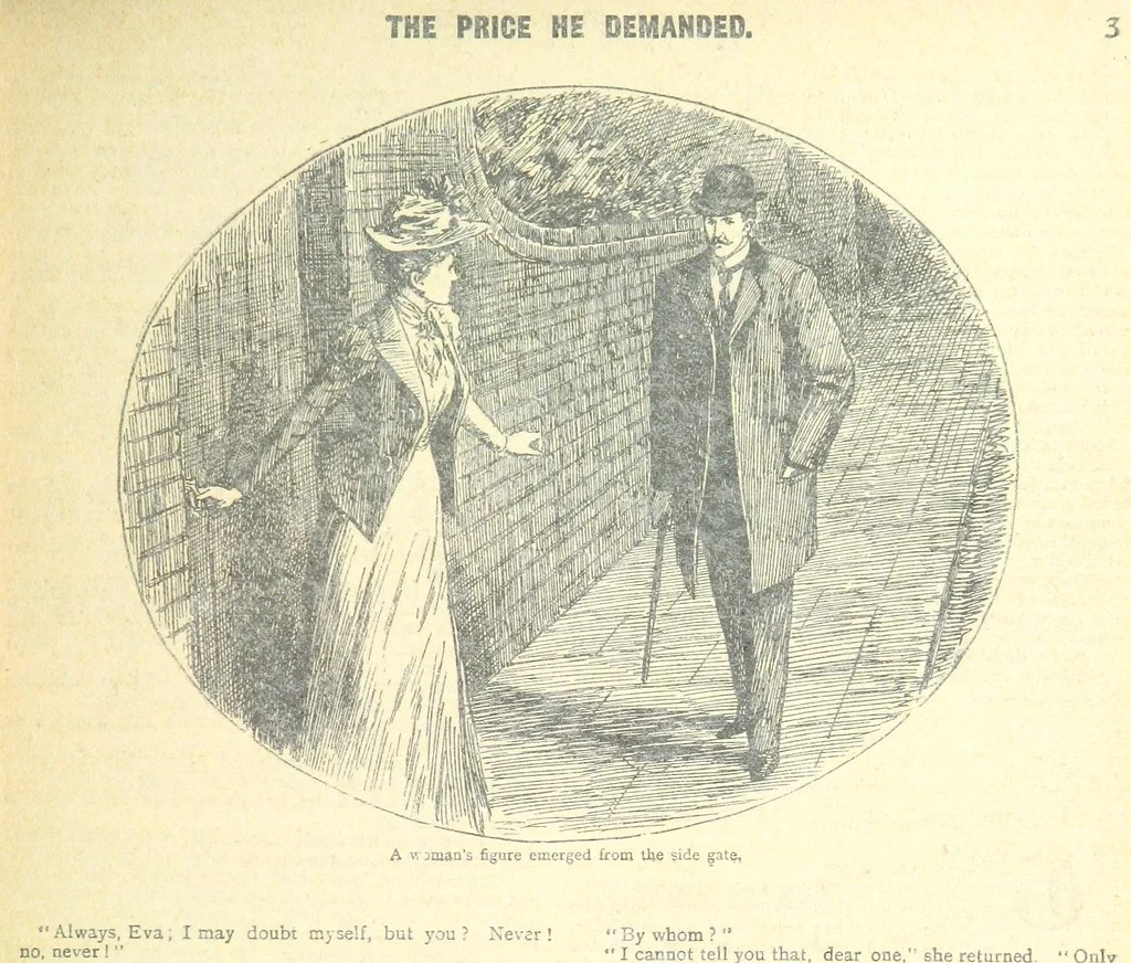 An illustration from Thrilling Life Stories for the Masses, 1892, leaf 51